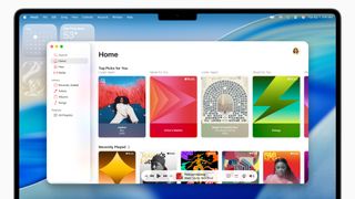 The Liquid Glass interface in macOS Tahoe.
