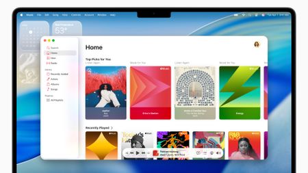 The Liquid Glass interface in macOS Tahoe.