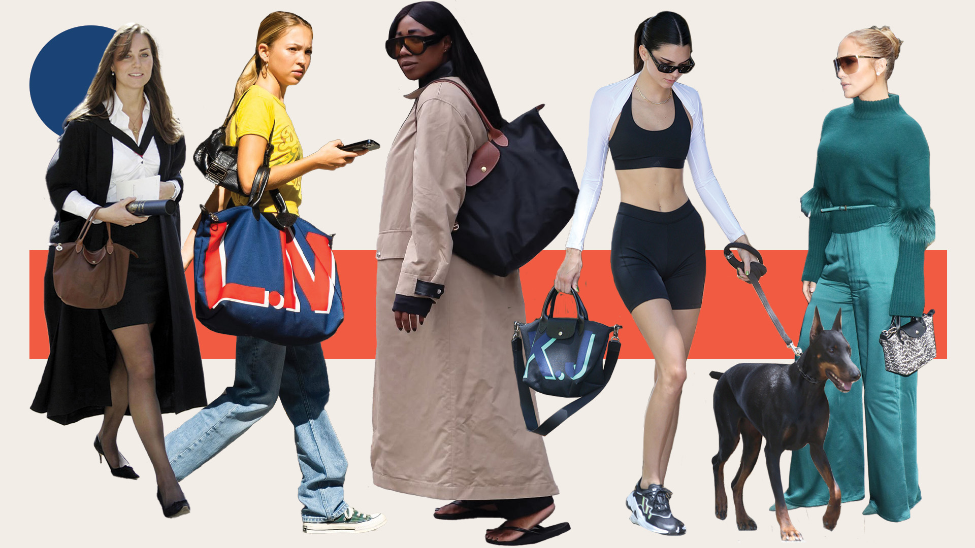 The stylish history of Longchamp's Le Pliage bag: A selection of celebrities and fashion people wearing the classic style