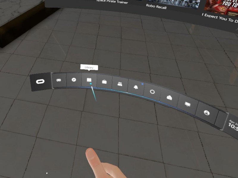 Oculus Rift Software Library Menu