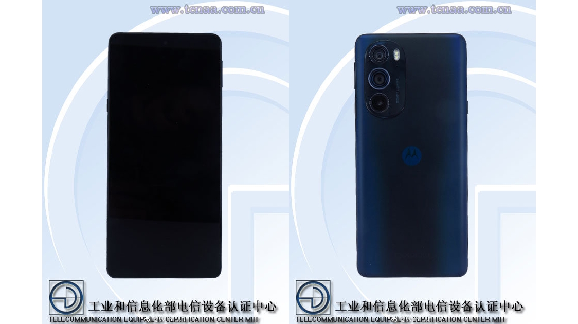 Gambar dari TENAA menunjukkan Motorola Edge 30 Ultra dari depan dan belakang