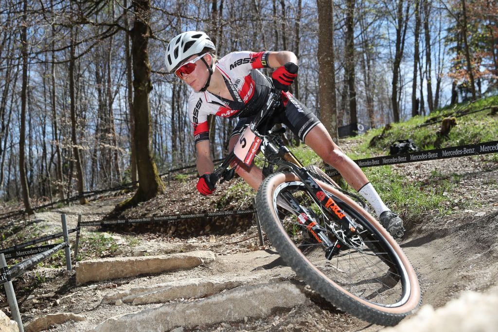 ALBSTADT GERMANY MAY 09 Loana Lecomte of France competes in CrossCountry Olympic Women Elite race during UCI Mountain Bike World Cup on May 09 2021 in Albstadt Germany Photo by Christian KasparBartkeGetty Images