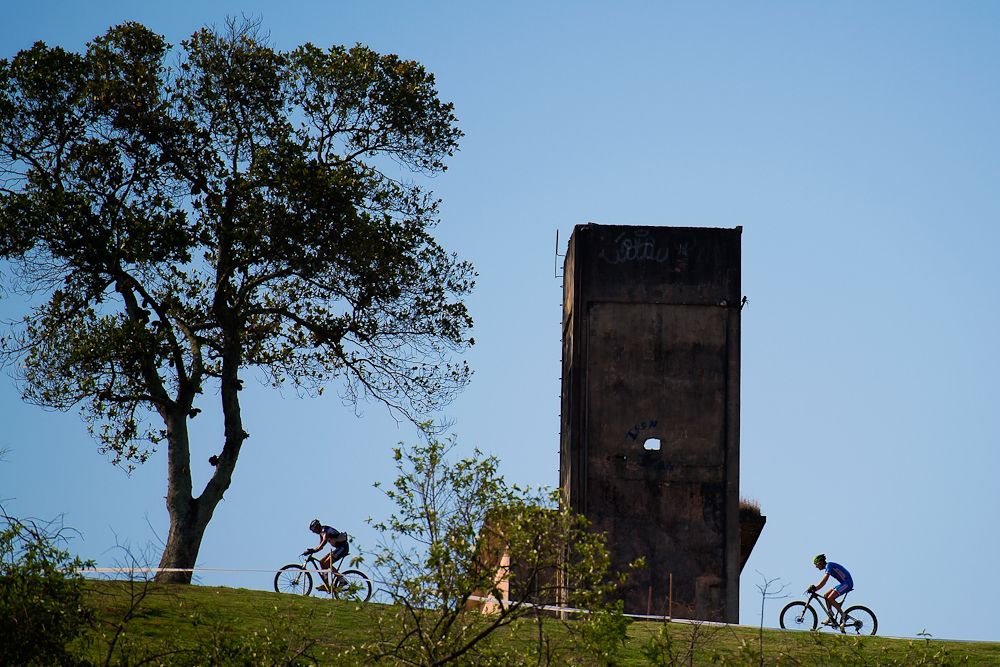 Athletes compete in the International Mountain Bike Challenge at the Deodoro Sports Complex
