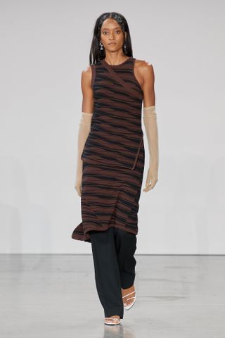 Model on runway wearing Deveaux at New York Fashion Week S/S 2023