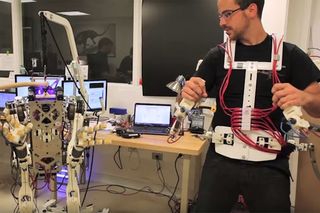 The human-machine interface developed at MIT allows researchers to control and enhance the robot's movements.