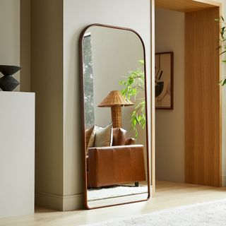 Streamline Wood Arch Floor Mirror