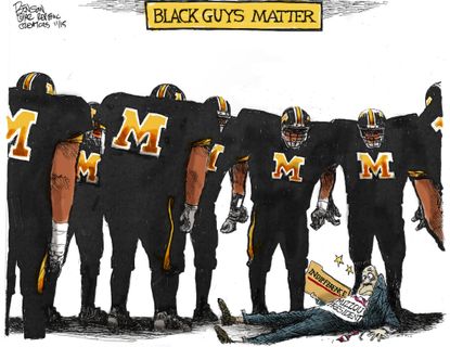 Editorial cartoon U.S. Sports protest University Missouri Football