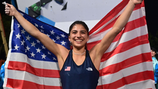 Grossman celebrates with USA flag