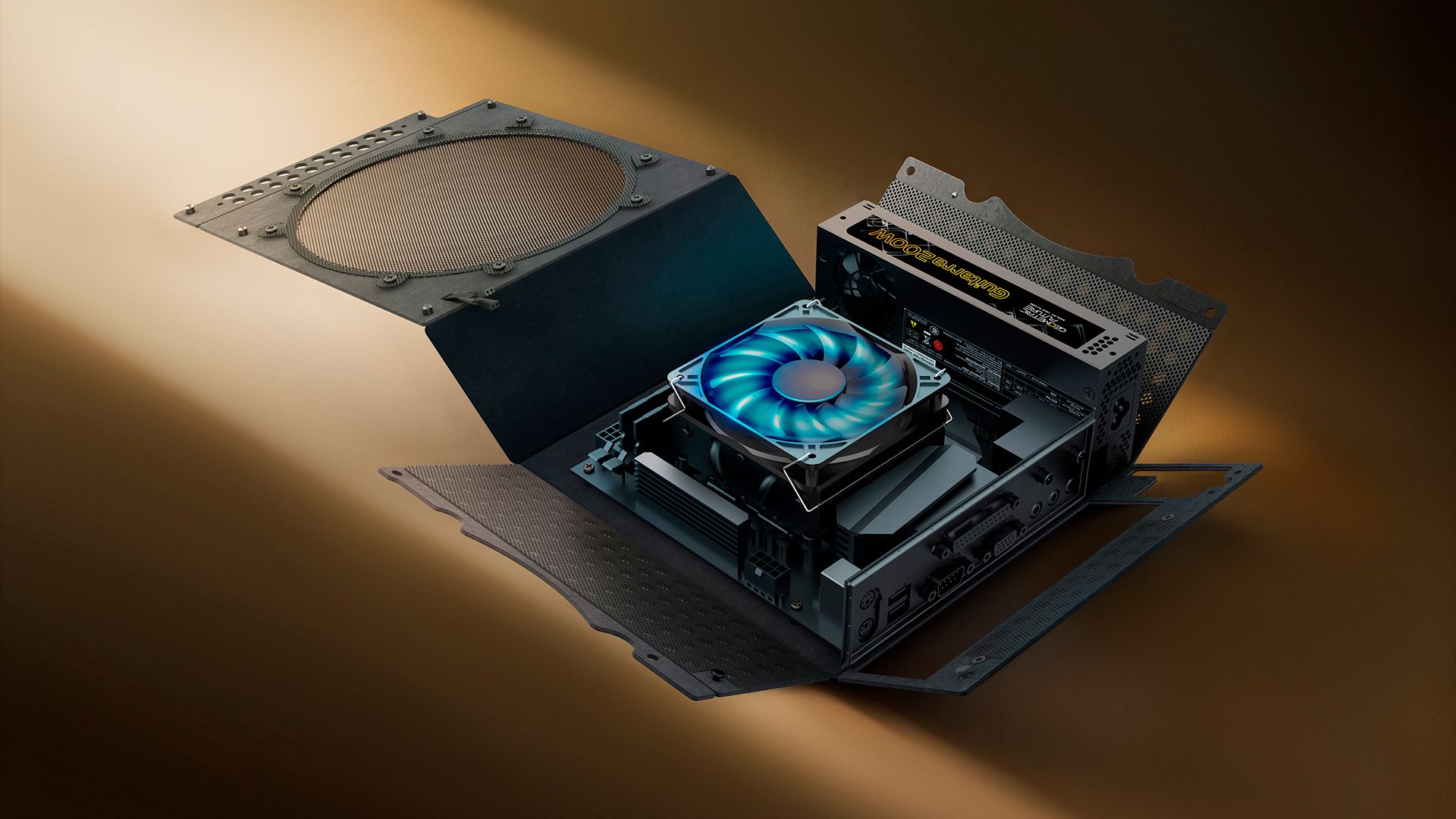 flamingo PCケース Case that folds around a mini-ITX motherboard launches on