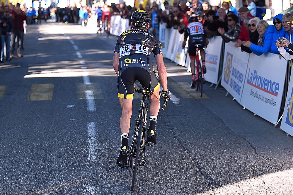 Stage winner Thomas Voeckler (Direct Energie) approaches the finish of stage 1 of Provence