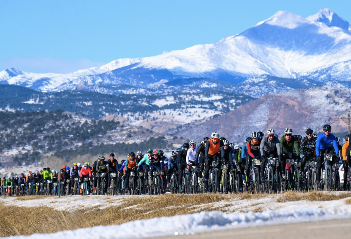 Mass start for 100km at Old Man Winter Rally, which held its ninth edition in 2023