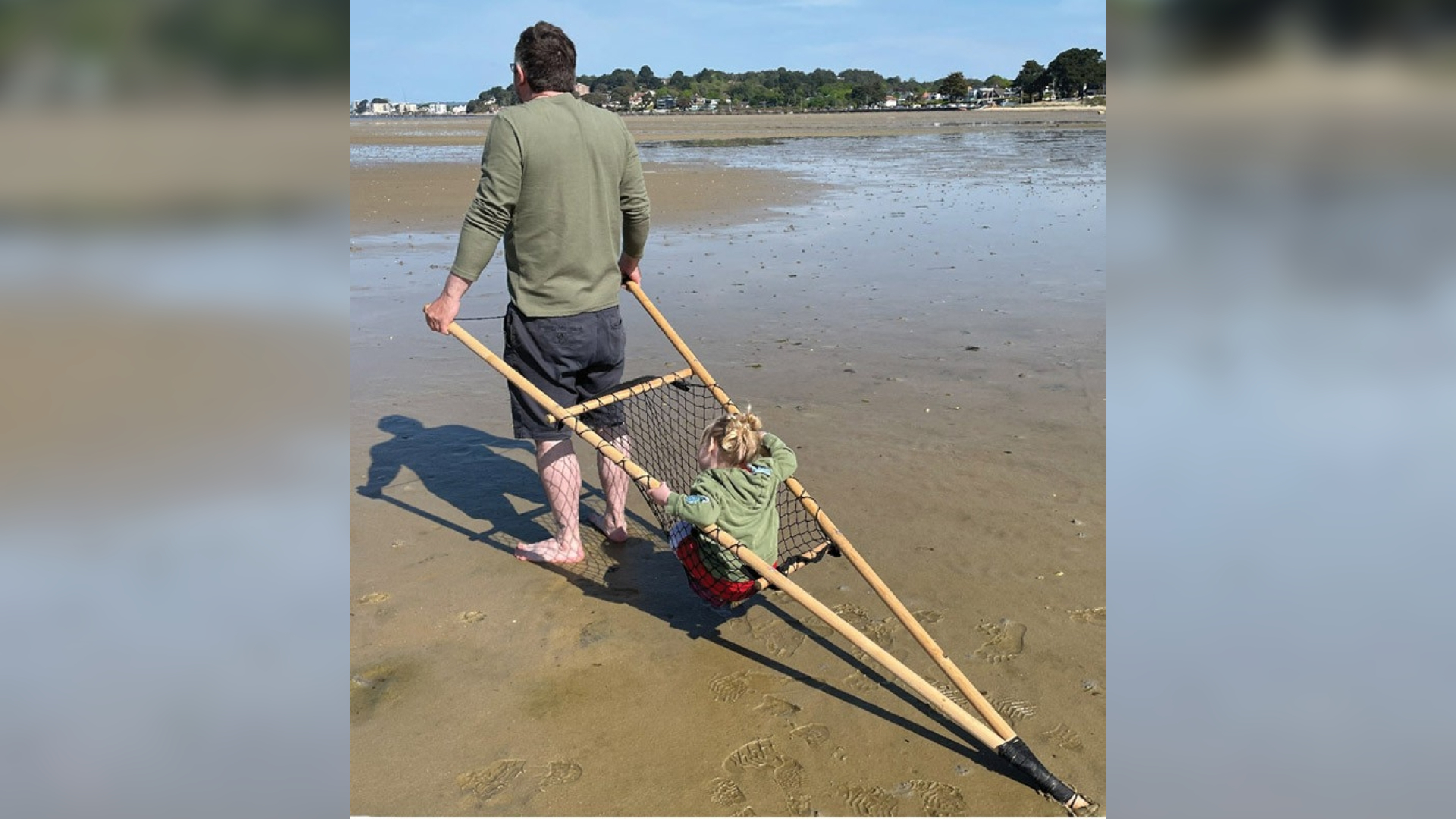 A researcher experimenting with a travois in Poole Harbour in the U.K.