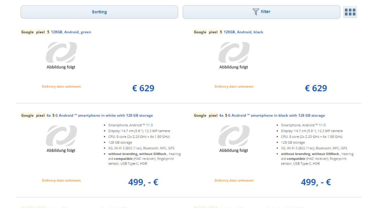 Google Pixel 5 price