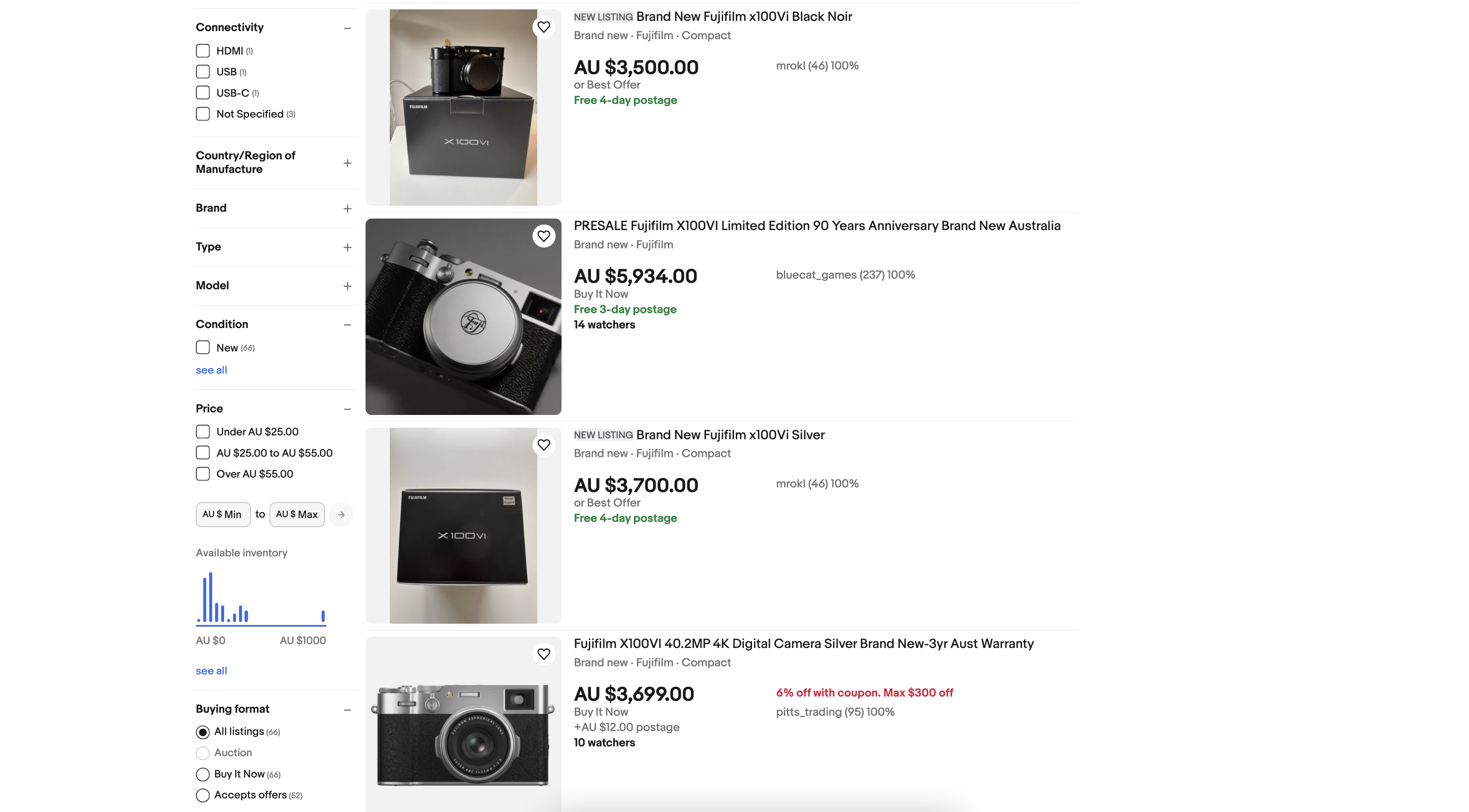 list of Fujifilm X100Vi scalpers on ebay