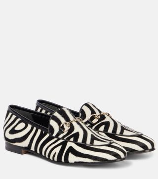 Horsebit Zebra-Print Calf Hair Loafers