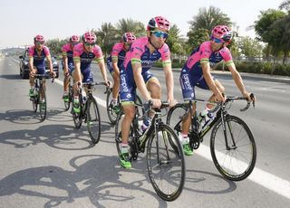 Diego Ulissi leads the Lampre-Merida team on a training ride