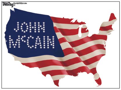 Political cartoon U.S. John McCain death American flag