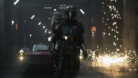 Pedro Pascal's Din Djarin and Grogu in The Mandalorian and Grogu