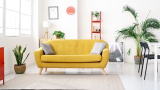 A colourful yellow sofa