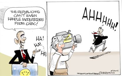 Political cartoon U.S. Obama U.S. Media Fox News