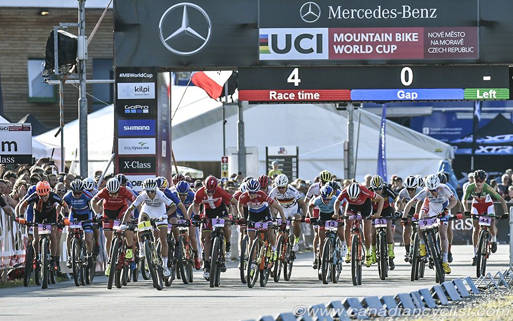 Women start with Jolanda Neff (Kross Racing Team) getting the hole shot
