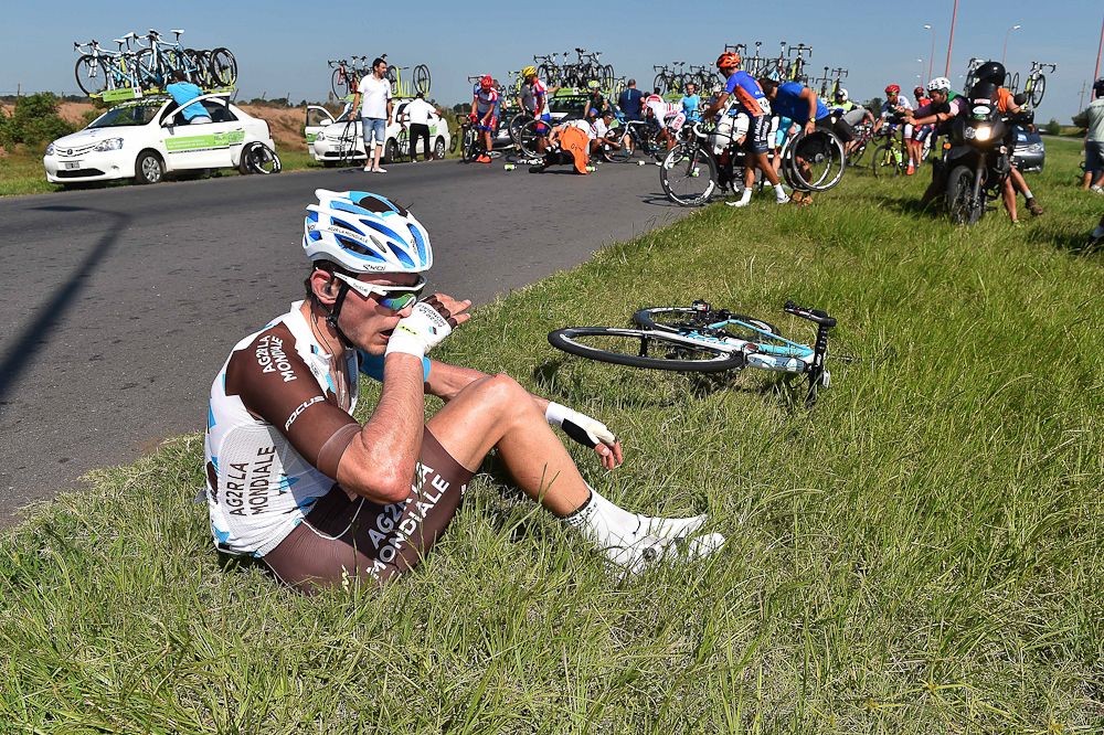 An AG2R riders took a tumble during the stage.