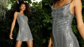 Urban Outfitters Cleo Sequin Cowl Mini Dress