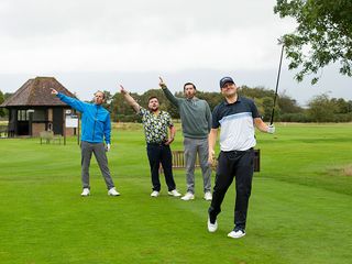 golfers shouting fore after a tee shot