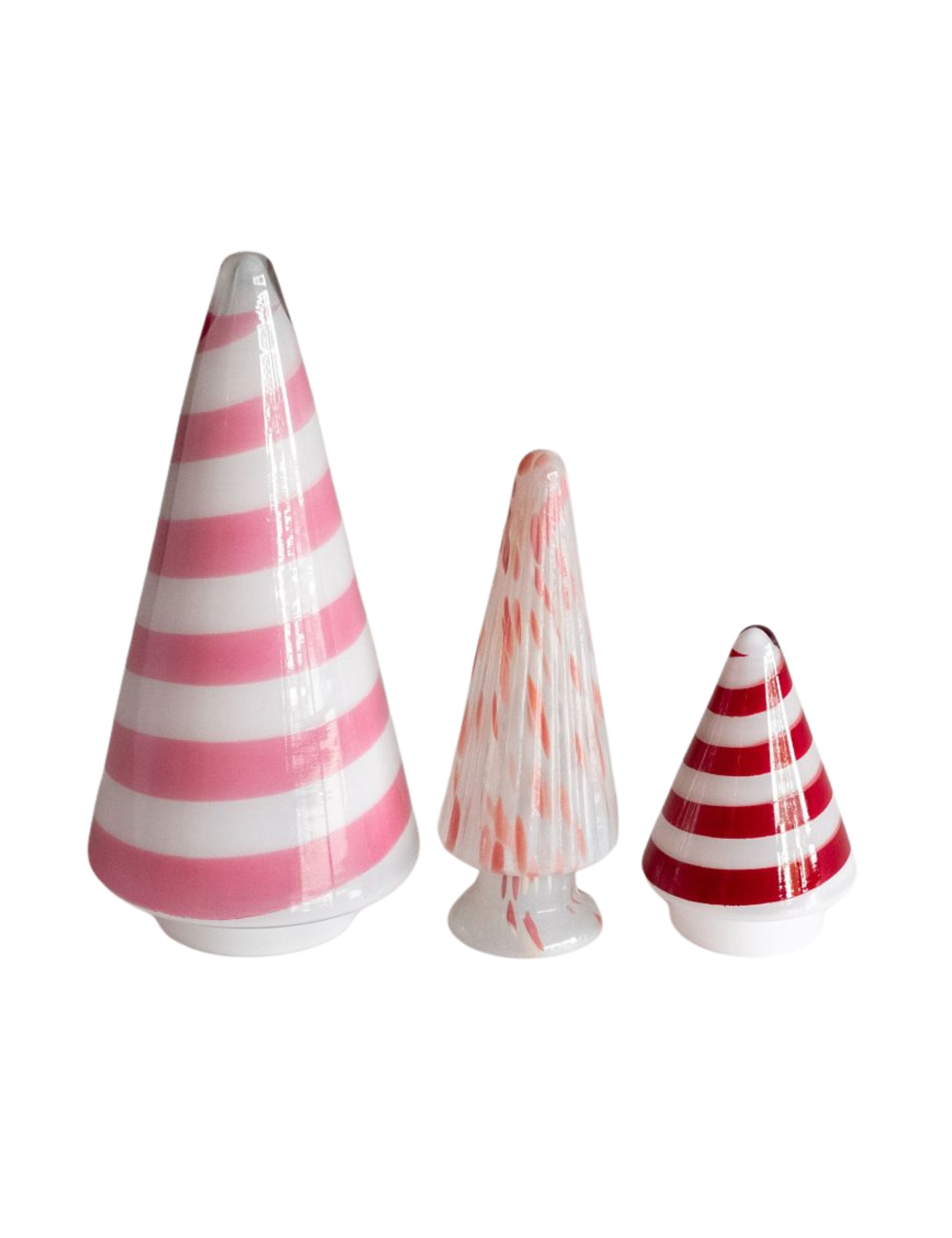 Candy Cane Stripe Glass Christmas Tree Set