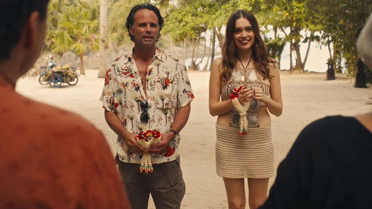 Walton Goggins and Aimee Lou Wood in &quot;The White Lotus&quot; season 3