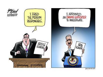 Political cartoon bridge IRS scandal