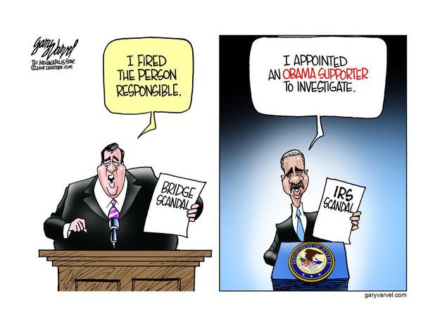 Political cartoon bridge IRS scandal