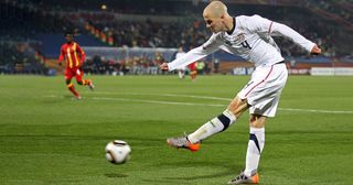 Michael Bradley of the United States in action during the 2010 FIFA World Cup South Africa Round of Sixteen match between USA and Ghana at Royal Bafokeng Stadium on June 26, 2010 in Rustenburg, South Africa.