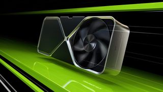 Nvidia GeForce RTX graphics card with green backdrop