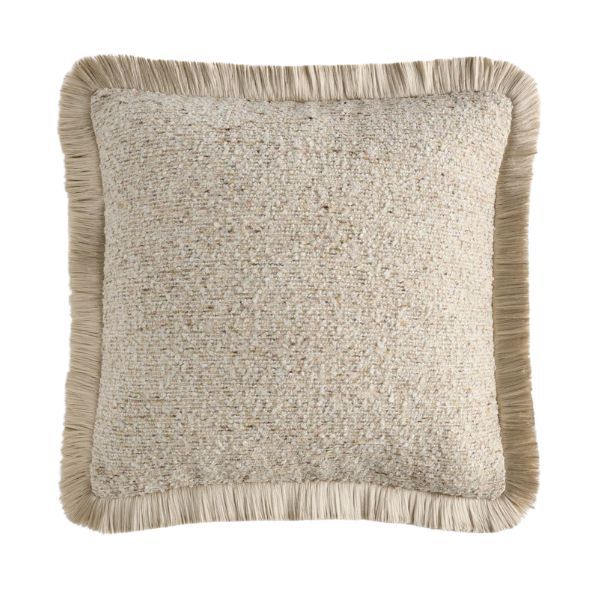 Next, Natural Boucle Fleck Fringe 50 X 50cm Cushion - Size 50x50