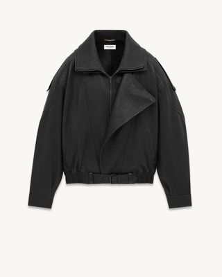 Women's Bomber Jacket in Lambskin in Black