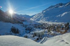 View of the town of Andermatt in winter