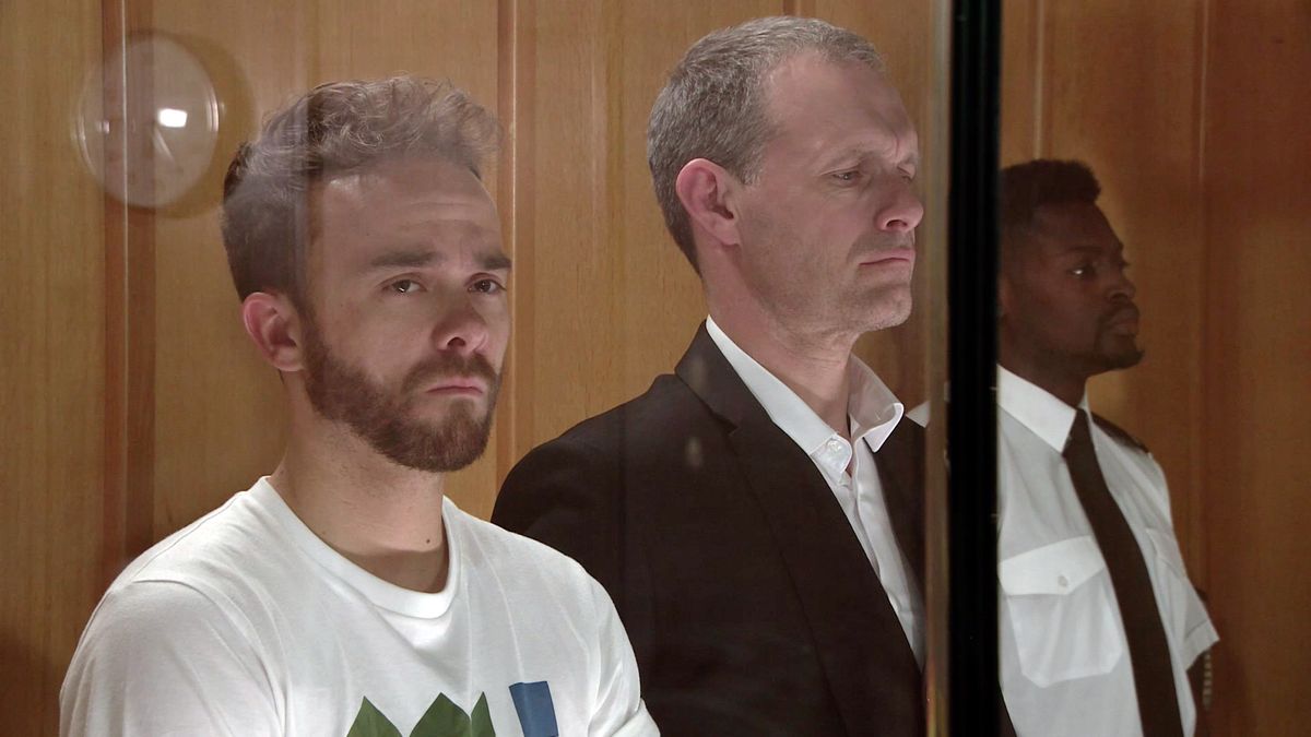 David Platt and Nick in the dock in Coronation Street