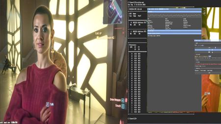 Image from a video showing a ReShade addon running DLSS NR across multiple GPUs in Cyberpunk 2077