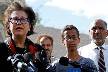 Ahmed Mohamed at a news conference in Irving, TX.