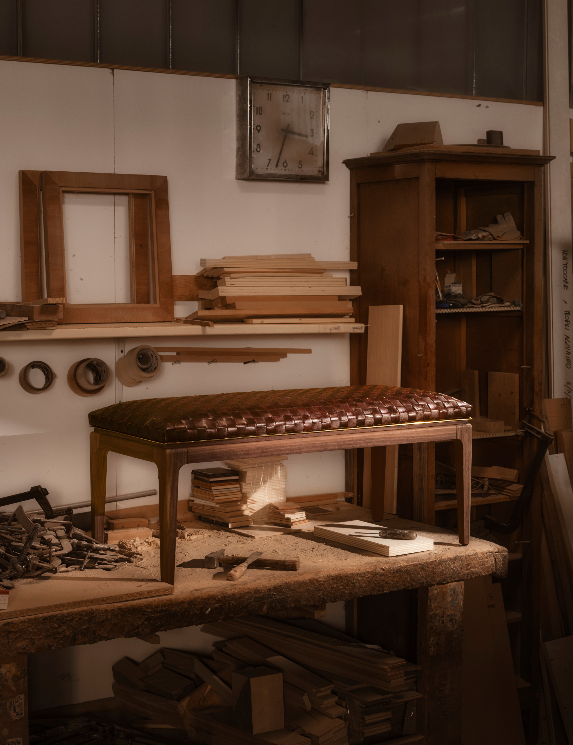 The making of the woven leather Vignette Bench in Artemest's new GACHOT furniture collaboration