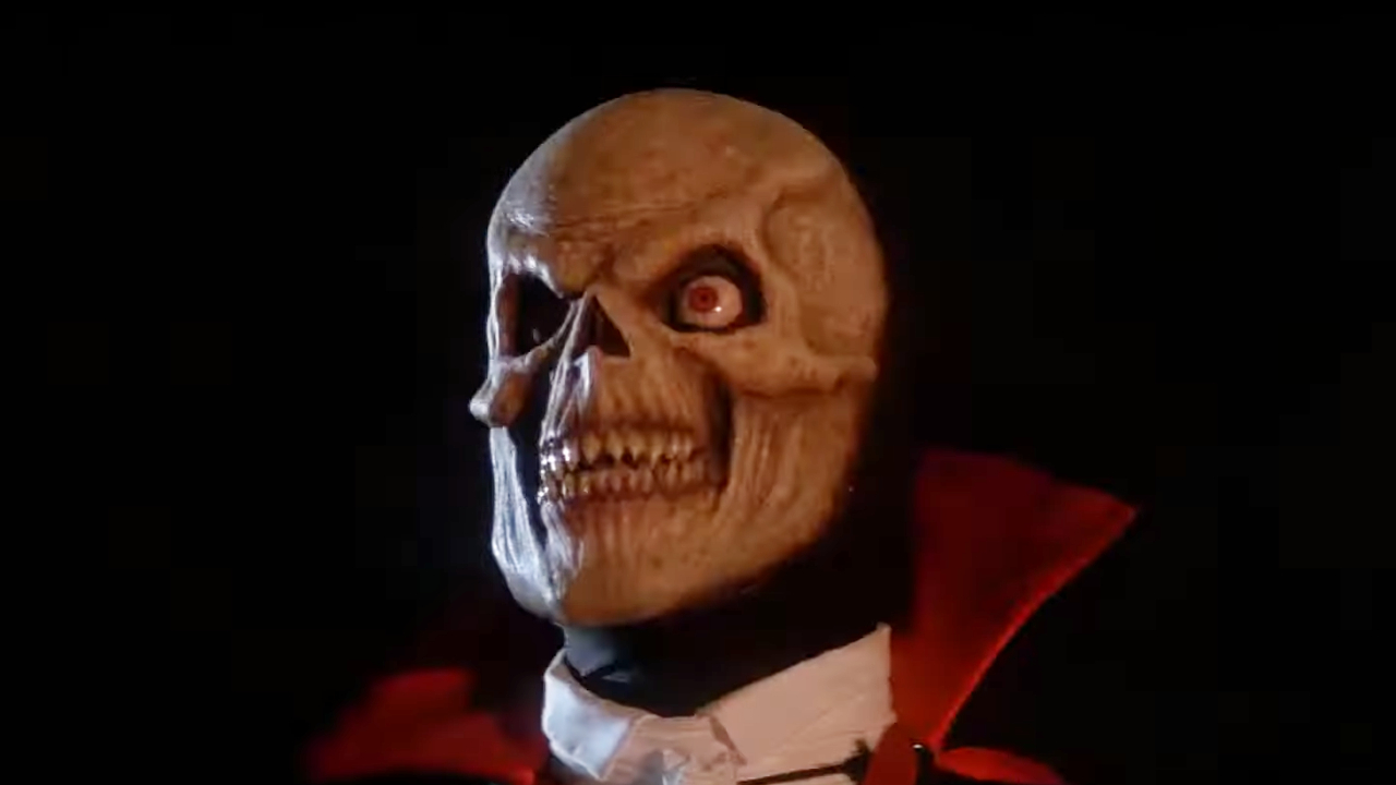 Dracula's skull flashing in the lightning in The Monster Squad