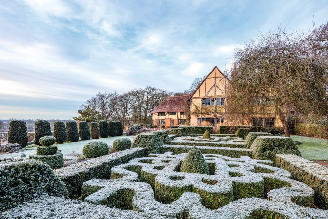 The box parterre at Long Barn, near Sevenoaks, Kent.