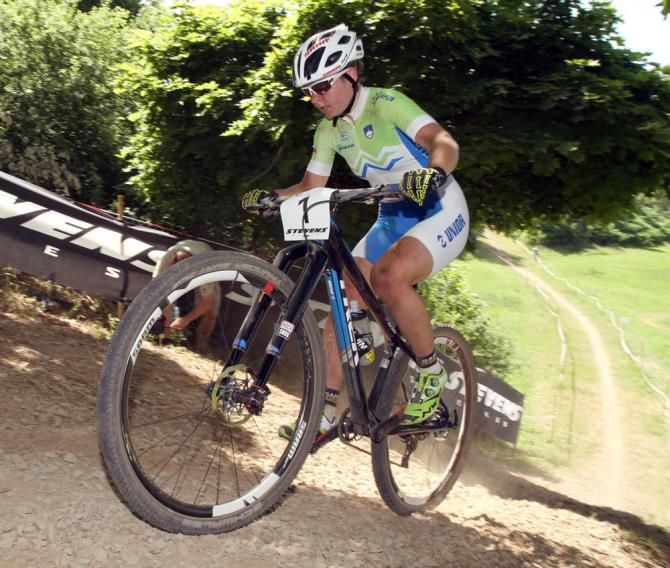 Tanja Zakelj on a steep, but short climb