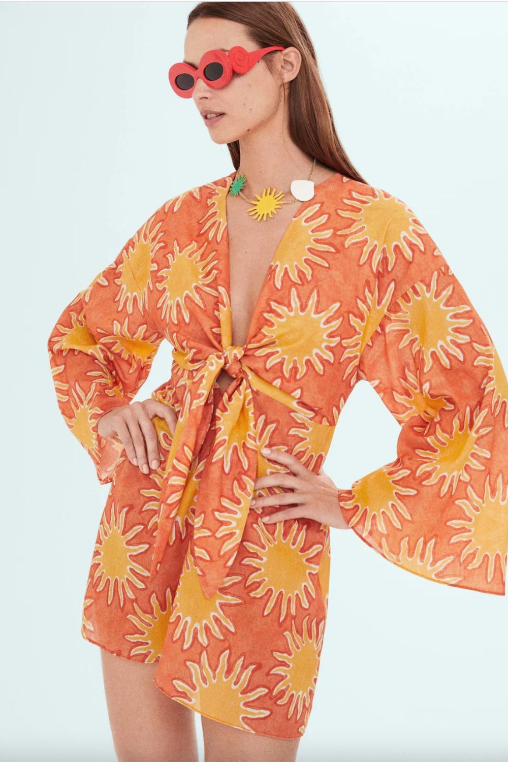 Simon Miller x Mango Printed dress with knot detail