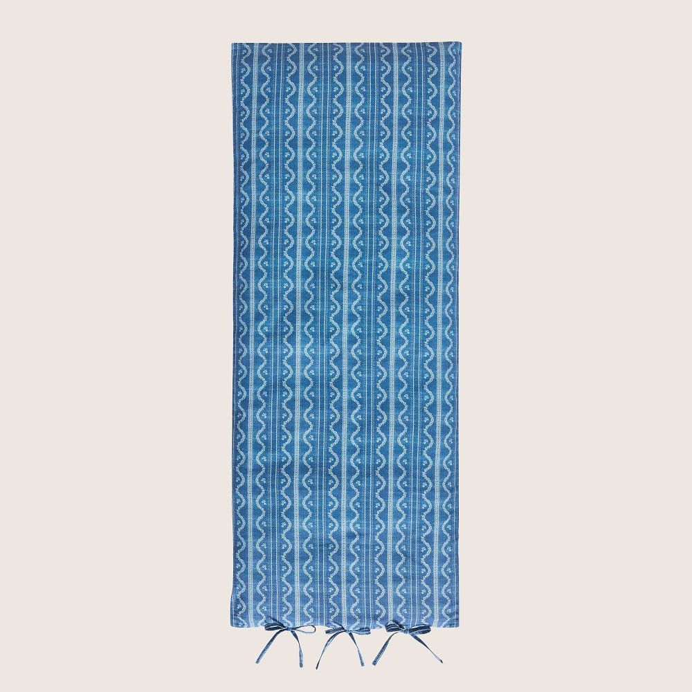Blue Floral Scallop Sofa Topper Pillow
