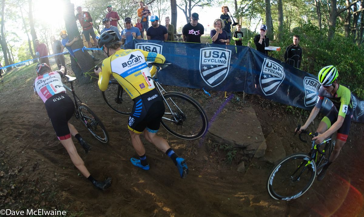 Spencer Petrov (Aspire Racing) leading Bjorn Selander on one of the run-ups