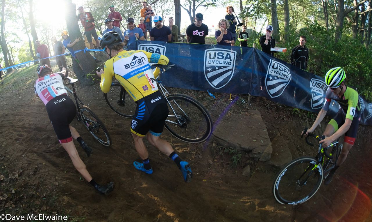 Spencer Petrov (Aspire Racing) leading Bjorn Selander on one of the run-ups