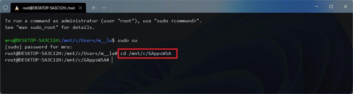 WSL open GAppsWSA folder