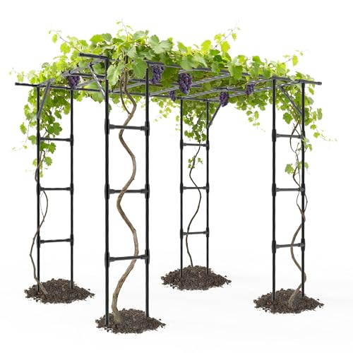 Grape Vine Trellis - Cucumber Trellis Size: 95.7 * 61.6 * 78.5 Inches - Large Outdoor Garden Arch Trellis, Used for Outdoor Climbing of Plants, Courtyard and Garden Decoration of Pavilions (black)